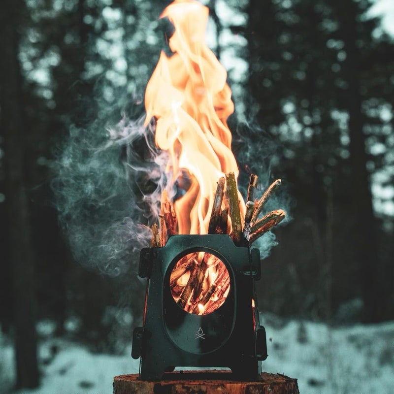 Ã¼berleben | Stöker Wood Burning Camping Stove – 18oz Flatpack Stainless Steel Wood Stove for Backpacking, Hiking & Outdoor Cooking – Portable, Folding Camping Essentials (Carbon Black) - Image 4